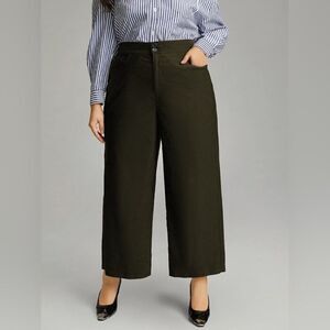 Bloomchic Wide Leg Cropped Pants Olive